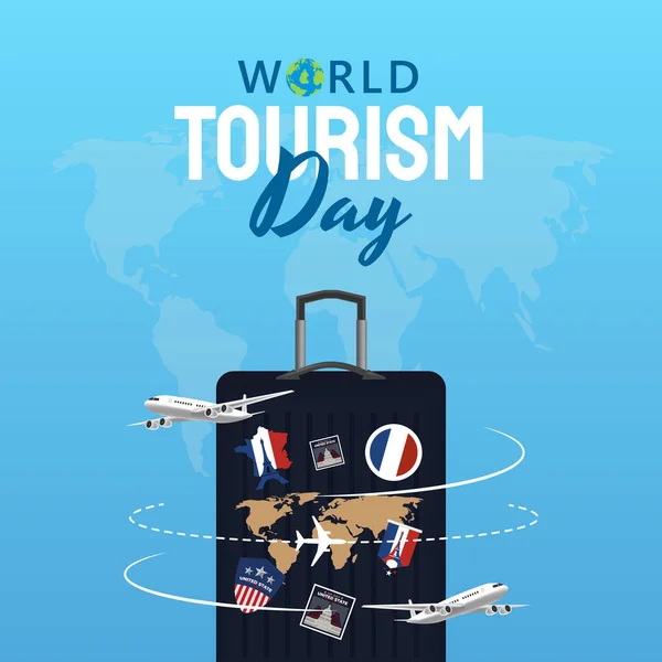 Ilustración Dibujada Mano Del Concepto Del Día Mundial Del Turismo — Archivo Imágenes Vectoriales