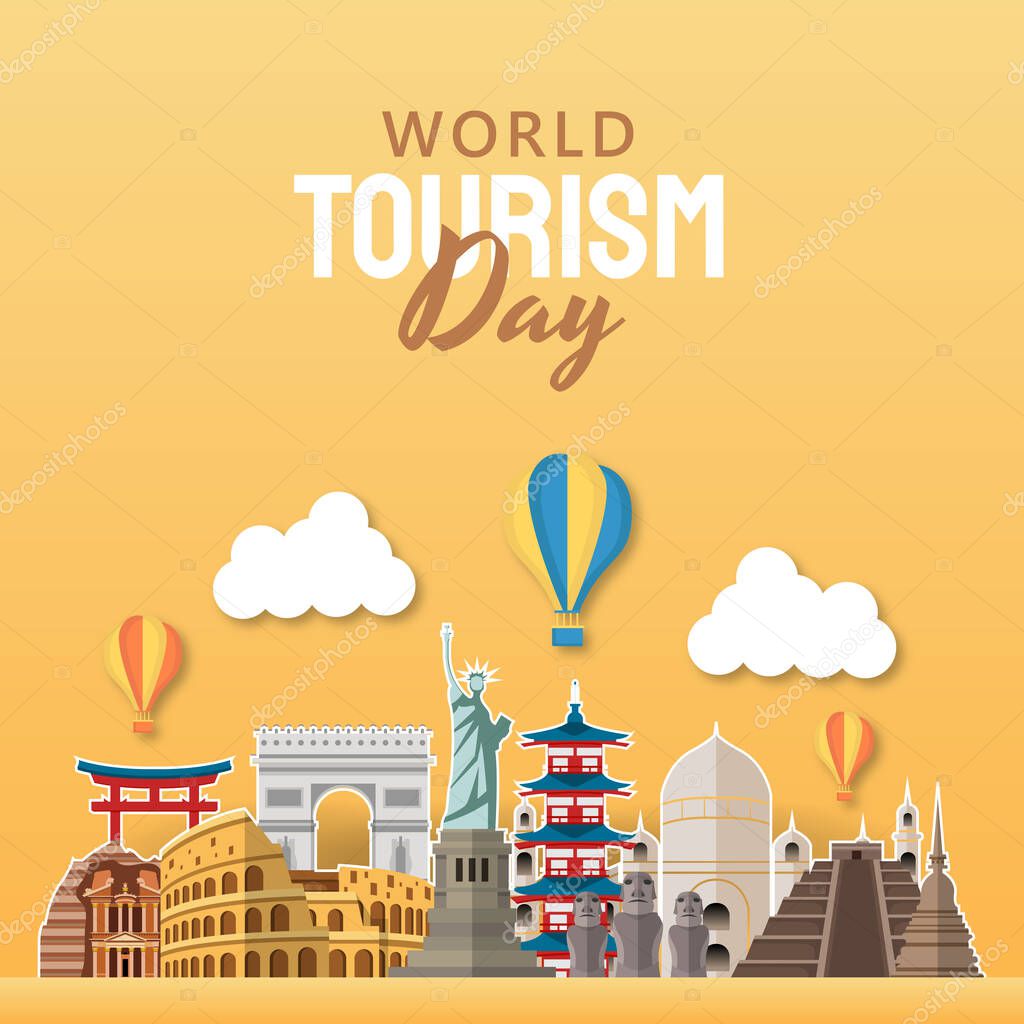 Hand drawn illustration of world tourism day concept. Vector Illustration