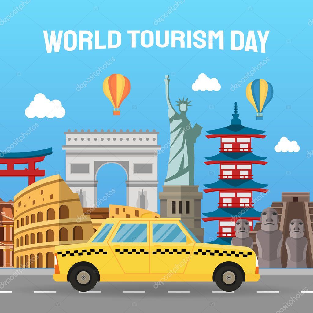 Hand drawn illustration of world tourism day concept. Vector Illustration