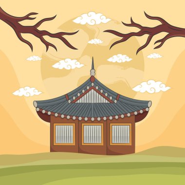 El çizimi chuseok festivali konsepti.