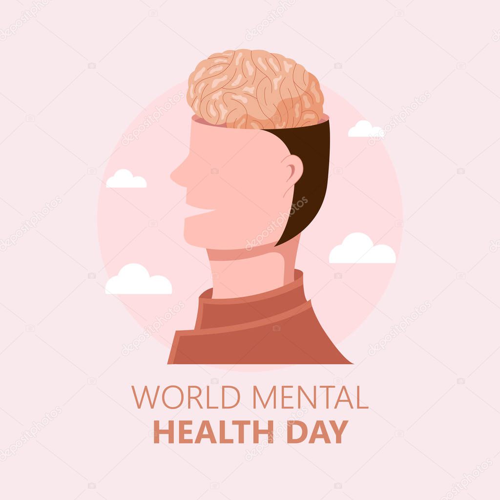 Hand drawn world mental health day. Vector Illustration