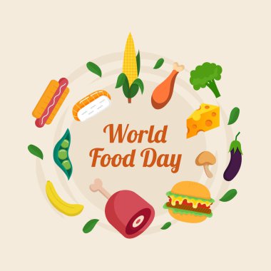 El çizimi dünya yemekleri günü. Vektör İllüstrasyonu