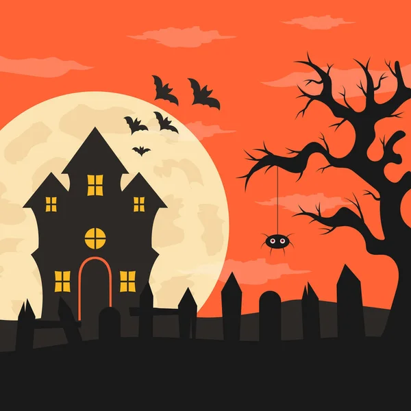 Platte Ontwerp Halloween Achtergrond Vector Illustratie — Stockvector