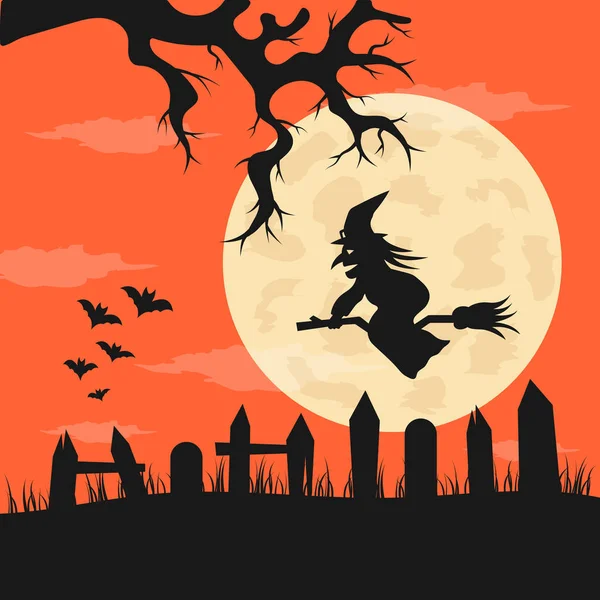 Flaches Design Halloween Hintergrund Vektorillustration — Stockvektor