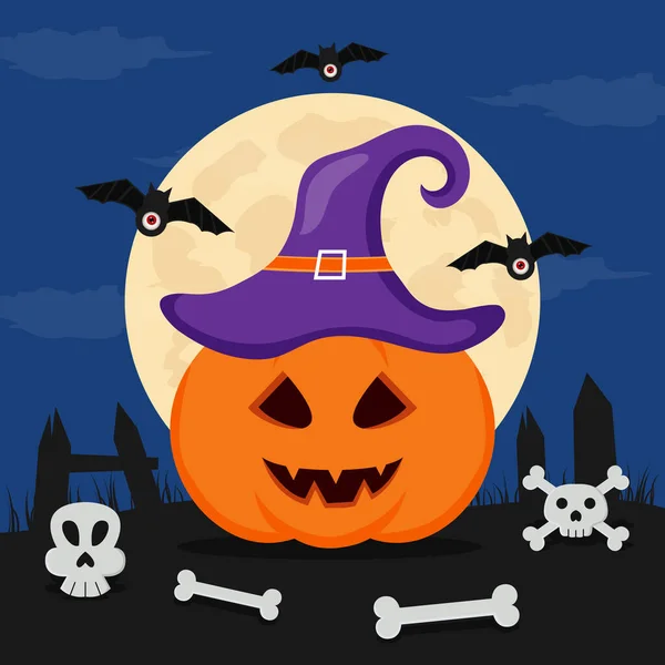 Flaches Design Halloween Hintergrund Vektorillustration — Stockvektor