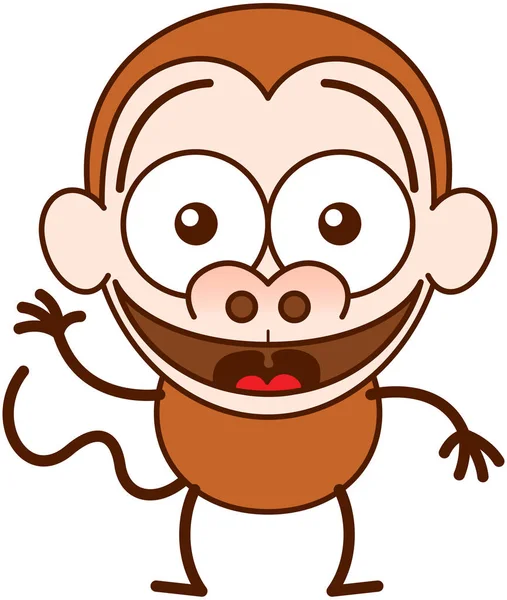 Cute Brown Monkey Minimalist Style Big Rounded Ears Bulging Eyes — Stock Photo, Image