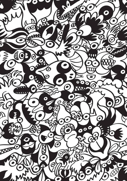 Diseño Patrón Superficie Blanco Negro Estilo Doodle Art Esta Ilustración — Archivo Imágenes Vectoriales