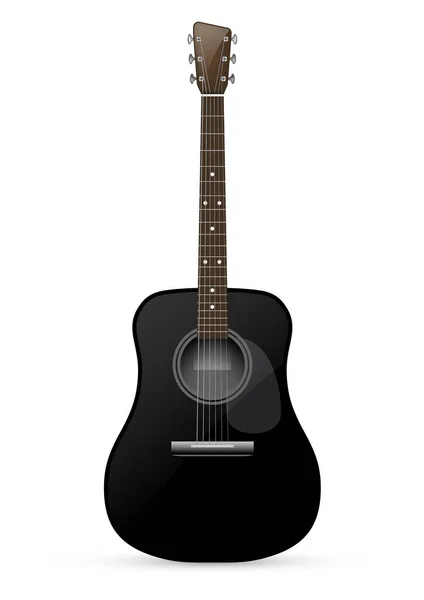 Siyah akustik 6 telli gitar - vektör çizimi