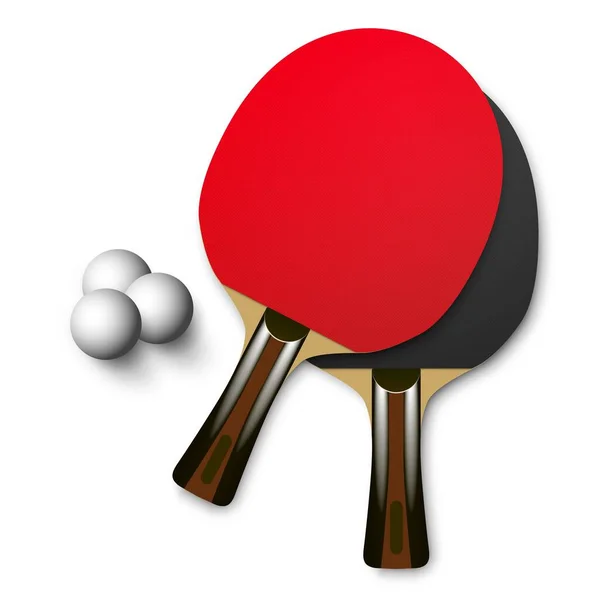 Vector Rood Zwart Houten Tafeltennisrackets Met Ballen Ping Pong Spel — Stockvector