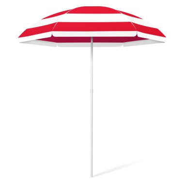 Vector açık kumsal renkli şemsiye - kırmızı ve beyaz çizgiler