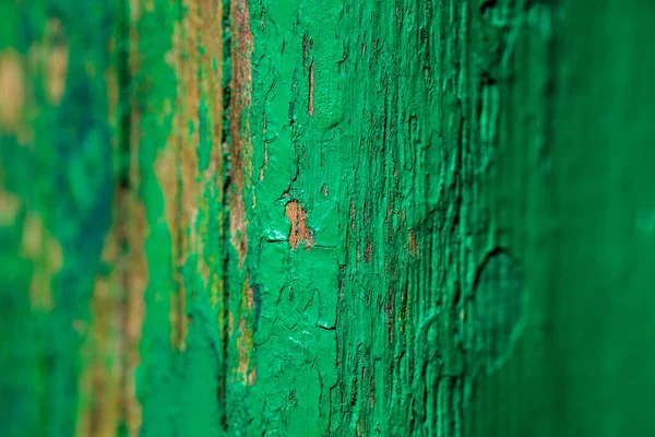 Closeup of a old vintage green trunk