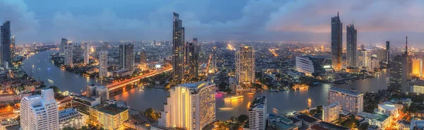 Bangkok Thailand August 2018 Langzeitbelichtung Panorama Aufgenommen Mit Bangkok Metropole — Stockfoto