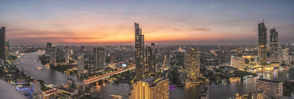 Bangkok Thailand November 2018 Long Exposure Panorama Shot Bangkok Metropolitan — Stock Photo, Image