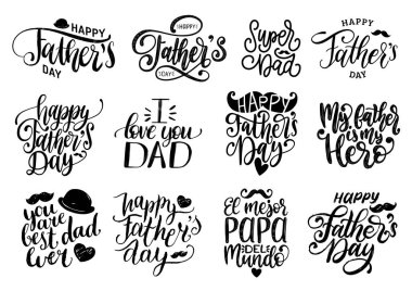 Beyaz arka plan üzerinde izole babalar günü için yaratıcı letterings