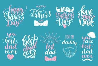 Mavi arka plan üzerinde babalar günü için yaratıcı letterings