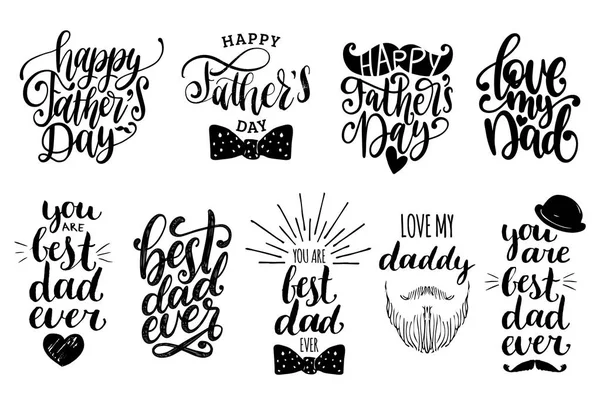 Creative Letterings Fathers Day Isolated White Background — Stock Vector