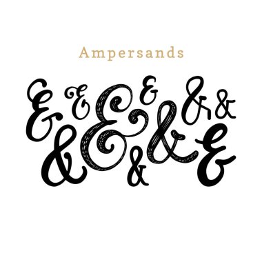 Vektör el yazısı ve işaretleri ayarlayın. Beyaz arka plan üzerinde kaligrafi semboller koleksiyonu.