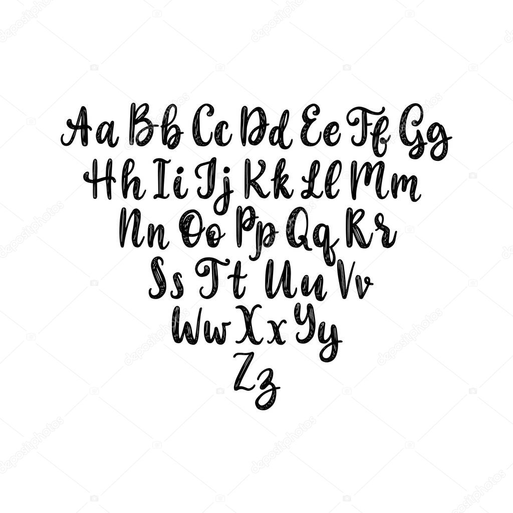 alphabet vector illustration black and white 
