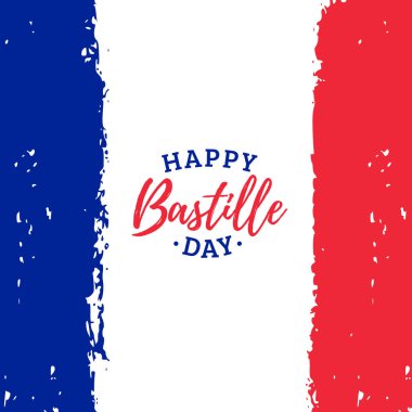 Mutlu Bastille günü hat tasarım. Fransız ulusal bayrak arka plan üzerinde vektör çizim. tebrik kartı, Festival afiş vb için 14 Temmuz kavramı.