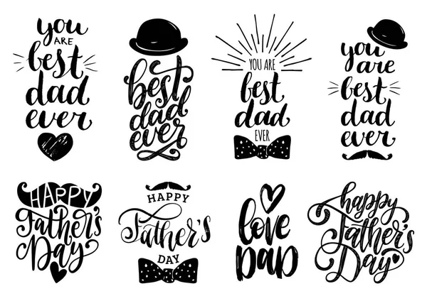 Father Day Holiday Kalligrafie Collectie Vector Set Handgeschreven Zinnen Getekende — Stockvector