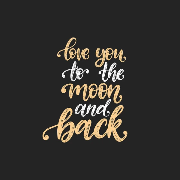Рукописная Фраза Love You Moon Back Black Background — стоковый вектор