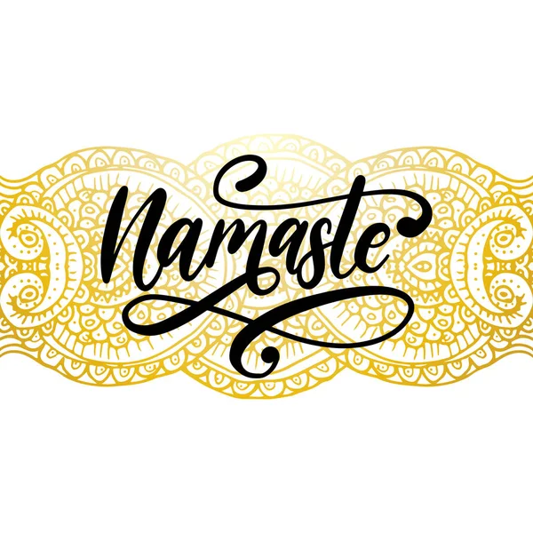 Handwritten Word Namaste Ornamental Background — Stock Vector