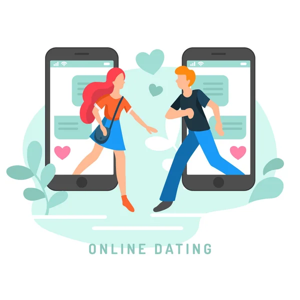 Online Dating Konzept Mit Smartphones Mann Und Frau — Stockvektor