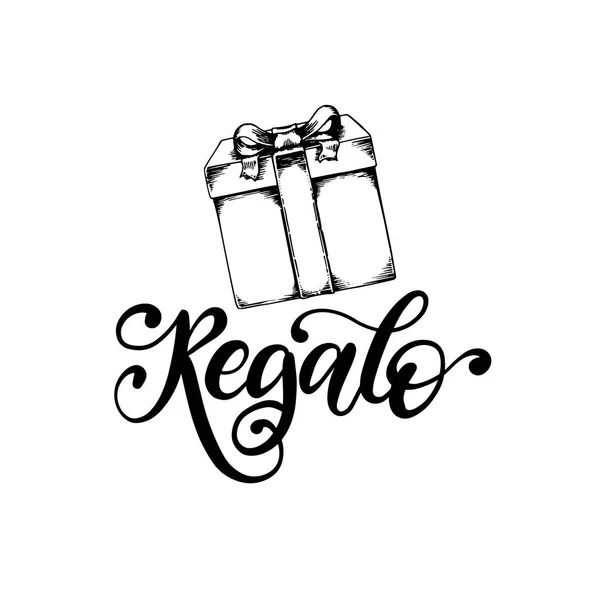 Lettres Manuscrites Regalo Traduction Mot Espagnol Anglais Cadeau — Image vectorielle