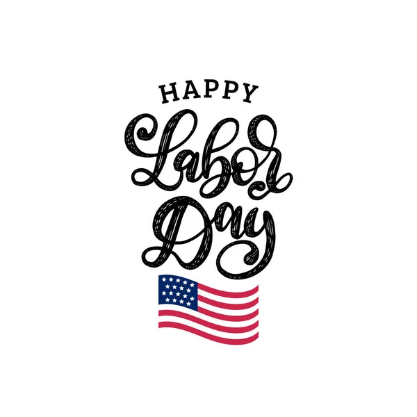 Happy Labor Day. National american holiday illustration with drawn USA flag in engraved style