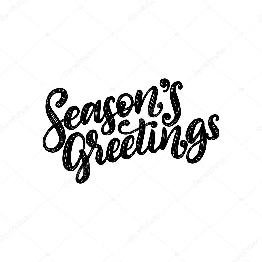 Seasons Greetings lettering on white background