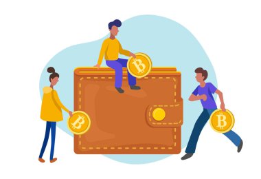 Bitcoin kavramı vektör çizim beyaz arka plan üzerinde