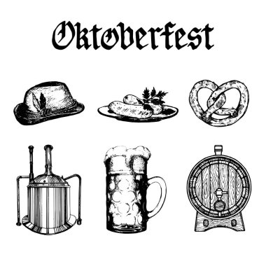 Octoberfest harflerle geleneksel festival gıda ile