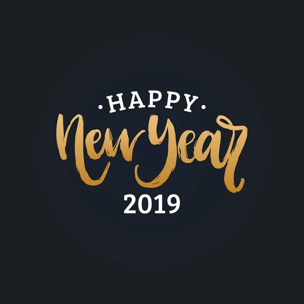 Mutlu Yeni Yıl 2019 Harflerle Siyah Sarı Renklerde — Stok Vektör
