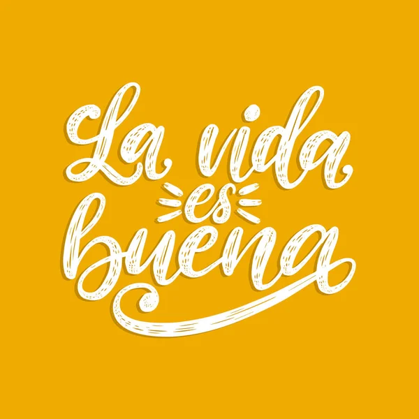 Lettrage Vida Buena Sur Fond Jaune — Image vectorielle