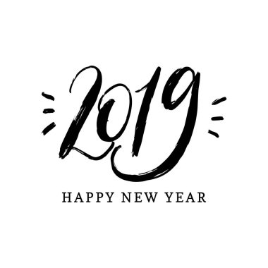 Yeni 2019 yıl tebrik kartı, illüstrasyon vektör
