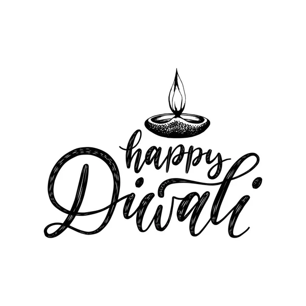 Heureuse Carte Vœux Diwali Avec Bougie Illustration Vectorielle — Image vectorielle