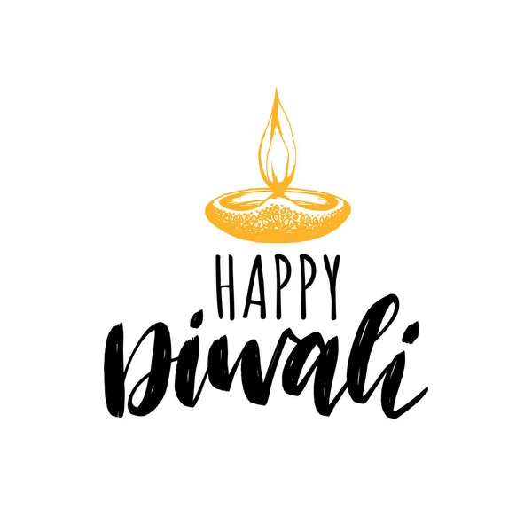 Heureuse Carte Vœux Diwali Avec Bougie Illustration Vectorielle — Image vectorielle