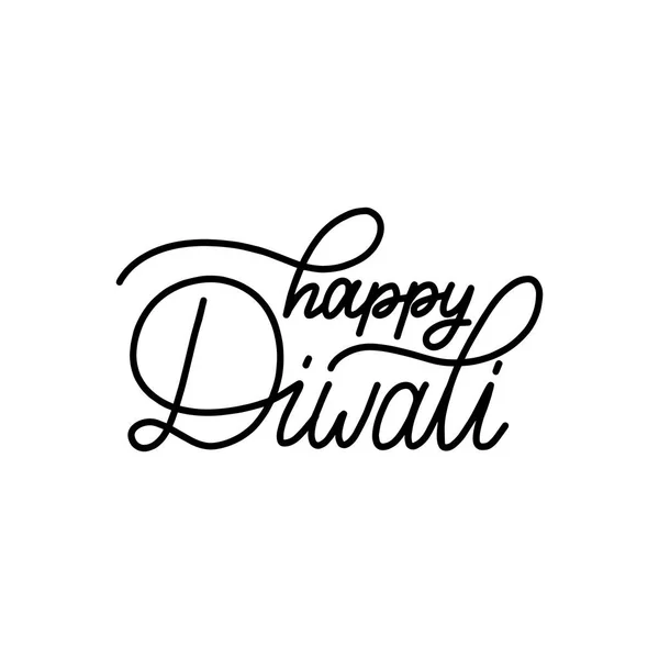 Joyeux Diwali Lettrage Main Sur Fond Blanc Illustration Vectorielle Calligraphie — Image vectorielle