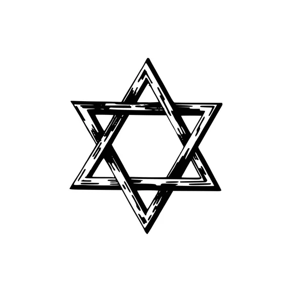 Ster Van David Met Hand Getekende Illustratie Symbool Van Joodse — Stockvector