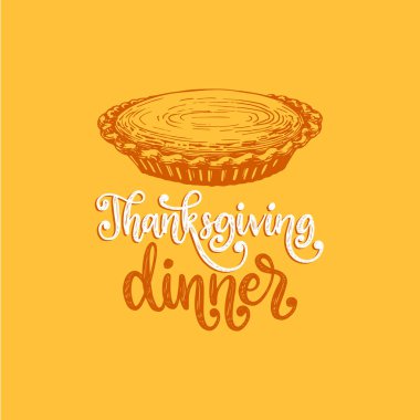 Kabak yama, sarı zemin üzerine yazı ver. Davetiye, tebrik kartı şablonu için kabak pasta vektör çizim.