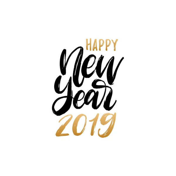 Mutlu Yeni Yıl 2019 Yazı Vektör Çizim Tebrik Kartı Poster — Stok Vektör