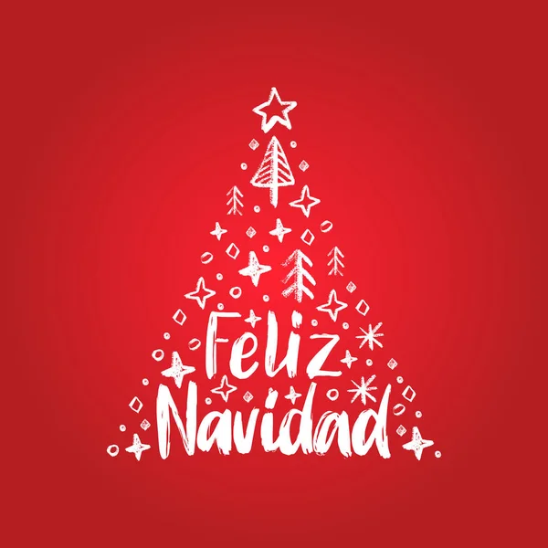 Feliz Navidad Frase Manuscrita Traducida Del Español Feliz Navidad Ilustración — Vector de stock