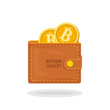 Bitcoin cüzdan kavramı vektör çizim beyaz arka plan üzerinde