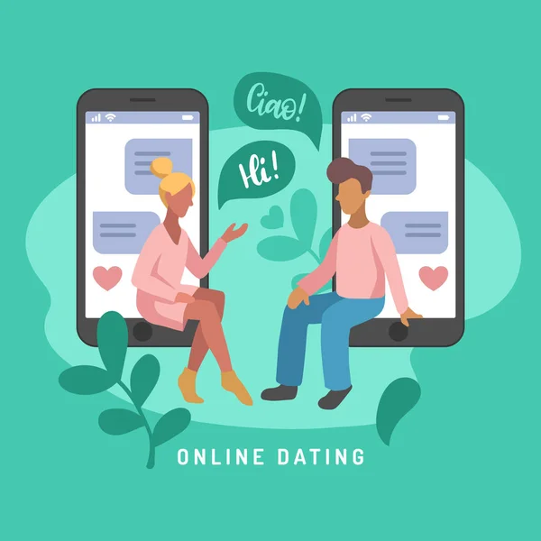 Εικονογράφηση των online dating — Διανυσματικό Αρχείο