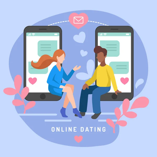 Illustration of online dating — Stock Vector