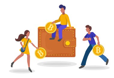 Bitcoin kavramı vektör çizim beyaz arka plan üzerinde