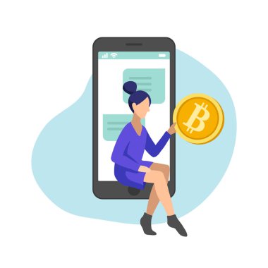 Bitcoin kavramı vektör çizim beyaz arka plan üzerinde