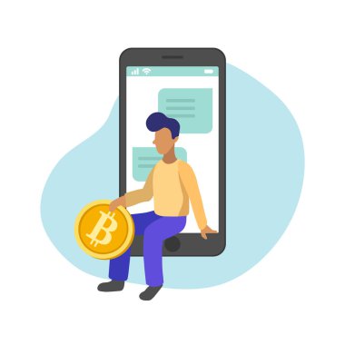 Bitcoin kavramı vektör çizim beyaz arka plan üzerinde