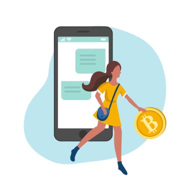 Bitcoin kavramı vektör çizim beyaz arka plan üzerinde