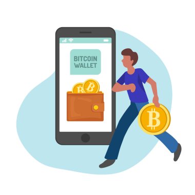 Bitcoin kavramı vektör çizim beyaz arka plan üzerinde